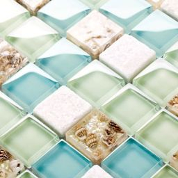 10 Best Sea Glass Backsplash Tile Collections For Amazing in Diy Beach Bathroom Decor