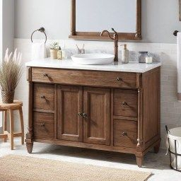 30+ Modern Bathroom Remodel Designs Ideas | Brown Bathroom throughout 48 Inch Bathroom Vanity Without Top