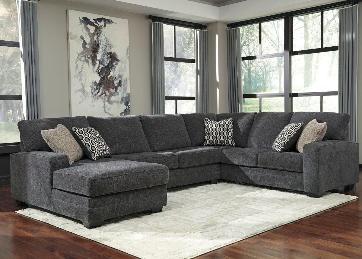 Ashley Furniture Tracling 3 Piece Sectional With Laf Chaise In Slate throughout Ashley Furniture Microfiber Sectional