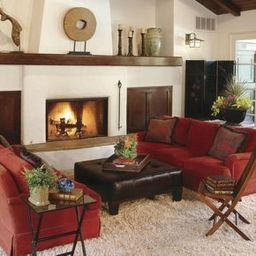 Brilliant Red Couch Living Room Design Ideas 05 | Red Couch with Accent Pieces For Living Room