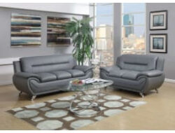 Gray Leather Living Room Set