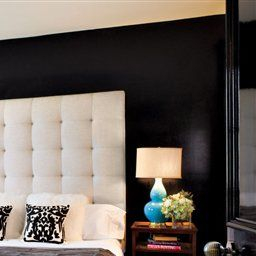 Headboard With Black Accent Wall Beautiful | Home Bedroom for Accent Wall Ideas For Small Living Room
