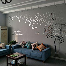 N.sunforest 3D Crystal Acrylic Couple Tree Wall Stickers with 3D Wallpaper For Living Room