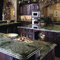 Seafoam Green Granite | Purple Kitchen Decor, Purple Kitchen in Black Kitchen Cabinets Ideas