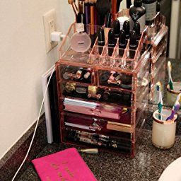 Sorbus Acrylic Cosmetic Makeup And Jewelry Storage Case inside 3 Drawer Bathroom Vanity