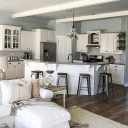 38 Totally Difference Farmhouse Kitchen Cabinets (With inside Kitchen Dining Living Room Design