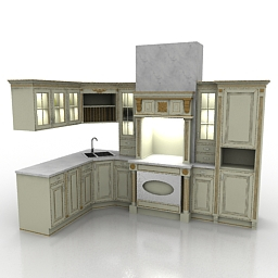 3D Model Kitchen | Category: Kitchen Furniture in Free 3D Kitchen Design Online