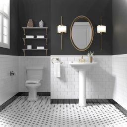99+ Luxury Black And White Bathroom Ideas | White Bathroom with Living Room Tiles Design Ideas