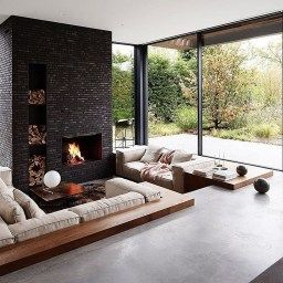 40+ Stunning Living Room Decoration Ideas With Fireplace In regarding Split Level Living Room Design Ideas