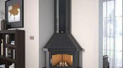 Chimenea Metalica Rincon Modelo Castellon | Chimeneas with Small Living Room With Corner Fireplace Design