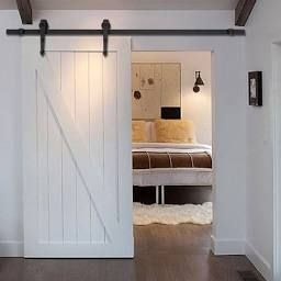 Costway 6 Ft Black Modern Antique Style Sliding Barn Wood with Modern Bedroom Wooden Door Design
