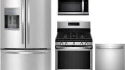 Four Piece Fingerprint Resistant Stainless Steel 30&quot; Gas inside Kitchen Design Refrigerator Next To Wall Oven