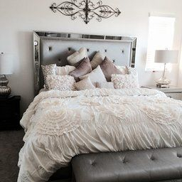 Lush Decor Serena 3-Piece Comforter Set, Queen, White in White Comforter Bedroom Design Ideas