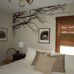 Stickerbrand© Nature Vinyl Wall Art Tree Top Branches Wall in Texture Paint Design For Bedroom